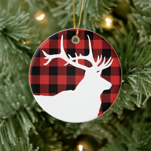 White Elk Red Black Lumberjack Play Keramisch Ornament (Boom)