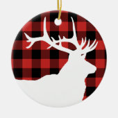 White Elk Red Black Lumberjack Play Keramisch Ornament (Voorkant)