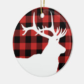 White Elk Red Black Lumberjack Play Keramisch Ornament (Links)