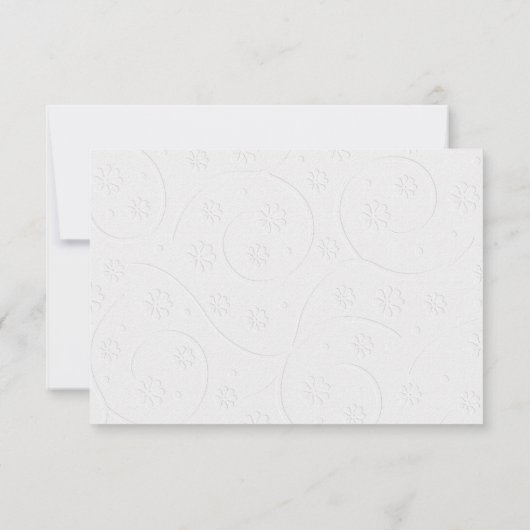 White Embossed Floral with Heart RSVP (Achterkant)