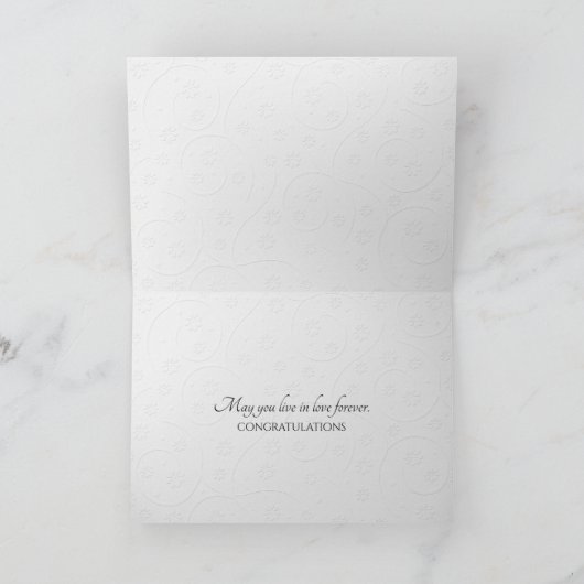 White Embossed Forever Wedding Bedankkaart (Binnen)