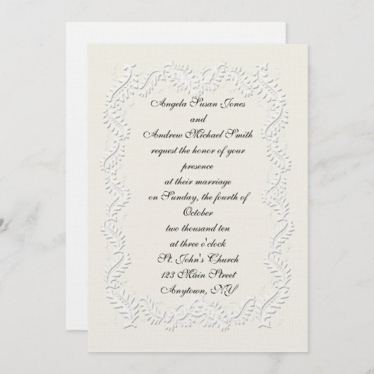 White Embossed-look nodiging Kaart (Voorkant / Achterkant)