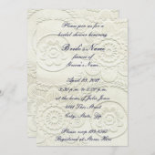 White Embossed Style Bridal Shower Invitation Kaart (Voorkant / Achterkant)