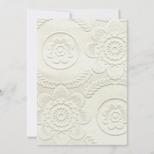 White Embossed Style Bridal Shower Invitation Kaart (Achterkant)