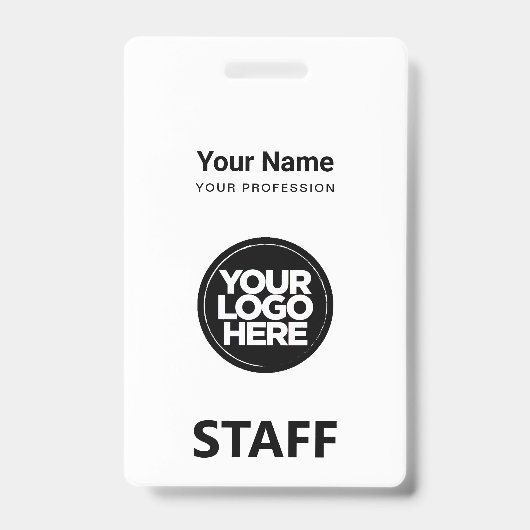 White Employee Name Business Logo Personeel Label Badge (Voorkant)