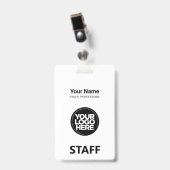 White Employee Name Business Logo Personeel Label Badge (Voorkant met clip)
