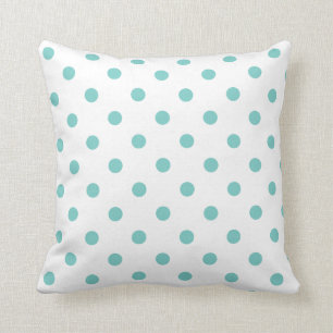 White en Aqua Blue Polka Dots to ss Kussens