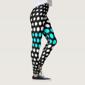 White en Aqua Polka Dot Pattern Leggings (Rechts)