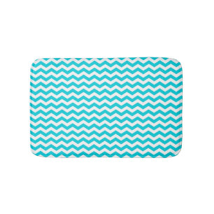 White en Aqua Zig Zag Pattern Badmat