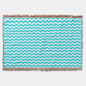 White en Aqua Zig Zag Pattern Deken (Voorkant)