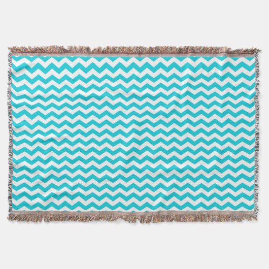 White en Aqua Zig Zag Pattern Deken (Voorkant)