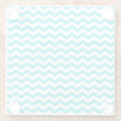 White en Aqua Zig Zag Pattern Glazen Onderzetter (Achterkant)