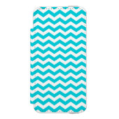 White en Aqua Zig Zag Pattern Incipio iPhone Portemonnee Hoesje (Voorkant Agenda)