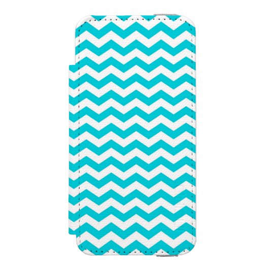 White en Aqua Zig Zag Pattern Incipio iPhone Portemonnee Hoesje (Voorkant Agenda)