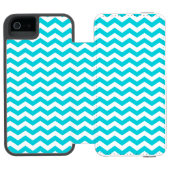 White en Aqua Zig Zag Pattern Incipio iPhone Portemonnee Hoesje (Agenda Open)