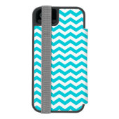 White en Aqua Zig Zag Pattern Incipio iPhone Portemonnee Hoesje (Agenda Achterkant)