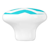 White en Aqua Zig Zag Pattern Keramische Knop (Zijkant)