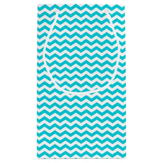 White en Aqua Zig Zag Pattern Klein Cadeauzakje (Achterkant)
