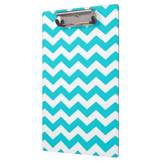 White en Aqua Zig Zag Pattern Klembord (Links)