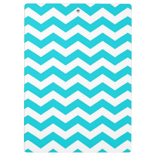 White en Aqua Zig Zag Pattern Klembord (Achterkant)