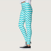 White en Aqua Zig Zag Pattern Leggings (Links)