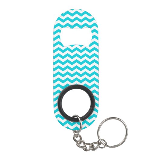 White en Aqua Zig Zag Pattern Mini Flessenopener (Achterkant)