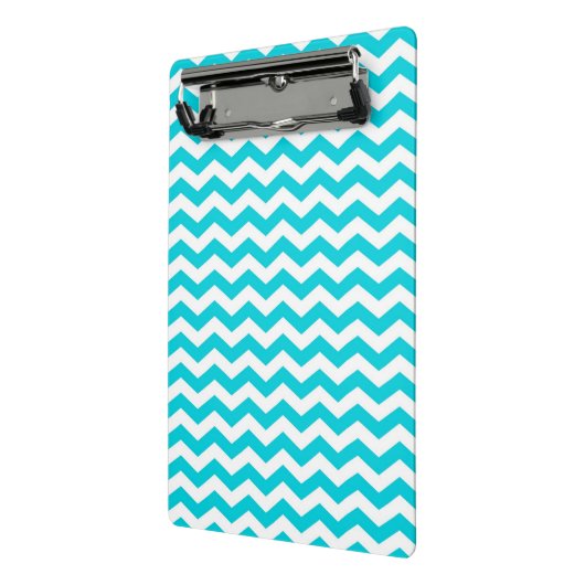 White en Aqua Zig Zag Pattern Mini Klembord (Angled2)