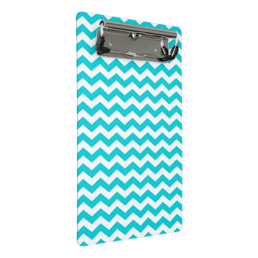 White en Aqua Zig Zag Pattern Mini Klembord (Schuin)