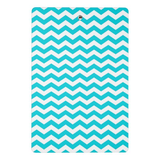 White en Aqua Zig Zag Pattern Mini Klembord (Achterkant)