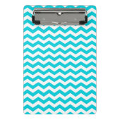 White en Aqua Zig Zag Pattern Mini Klembord (Voorkant)