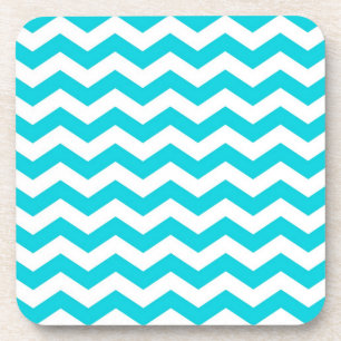 White en Aqua Zig Zag Pattern Onderzetter