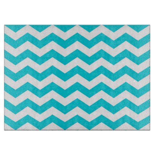 White en Aqua Zig Zag Pattern Snijplank (Voorkant)