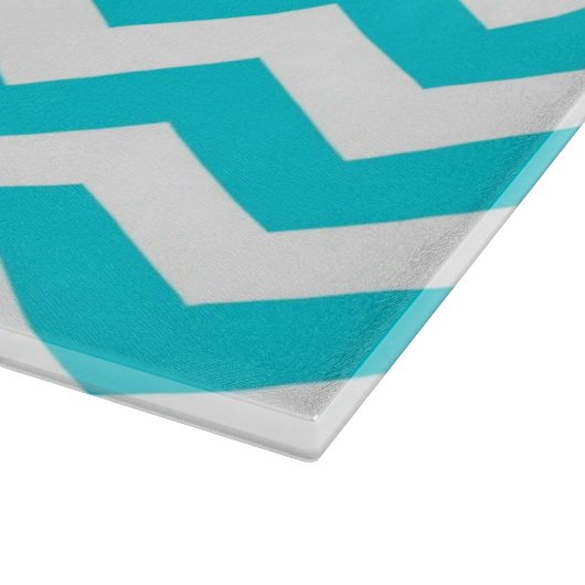 White en Aqua Zig Zag Pattern Snijplank (Hoek)