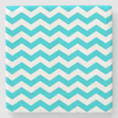 White en Aqua Zig Zag Pattern Stenen Onderzetter (Voorkant)