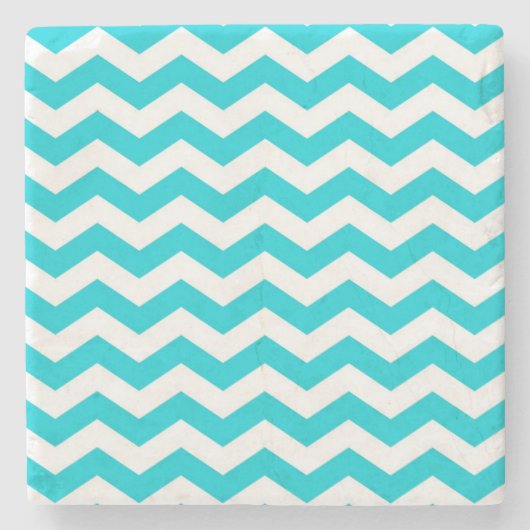 White en Aqua Zig Zag Pattern Stenen Onderzetter (Voorkant)
