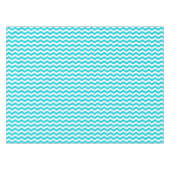 White en Aqua Zig Zag Pattern Tafelkleed (Voorkant (Horizontaal))