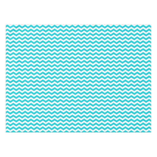 White en Aqua Zig Zag Pattern Tafelkleed (Voorkant (Horizontaal))