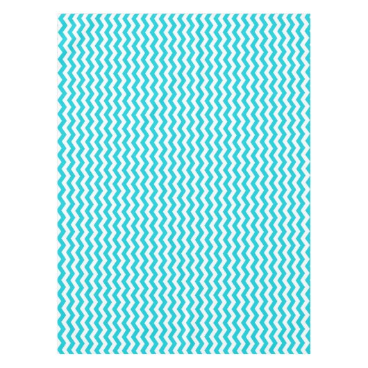 White en Aqua Zig Zag Pattern Tafelkleed (Voorkant)