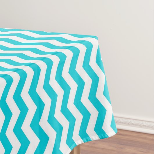 White en Aqua Zig Zag Pattern Tafelkleed (Voorbeeld)