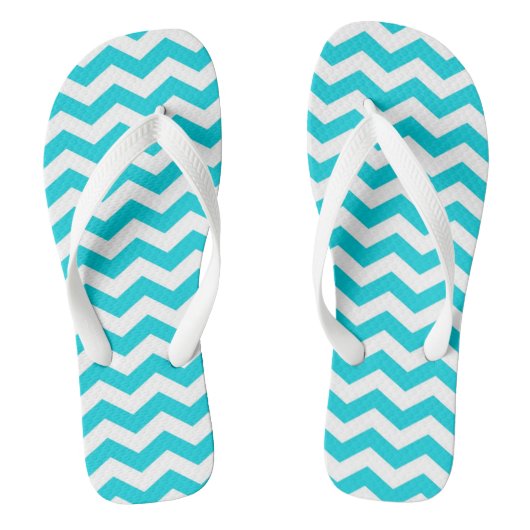 White en Aqua Zig Zag Pattern Teenslippers (Voetbed)