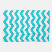White en Aqua Zig Zag Pattern Theedoek (Horizontaal)