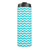 White en Aqua Zig Zag Pattern Thermosbeker (Voorkant)
