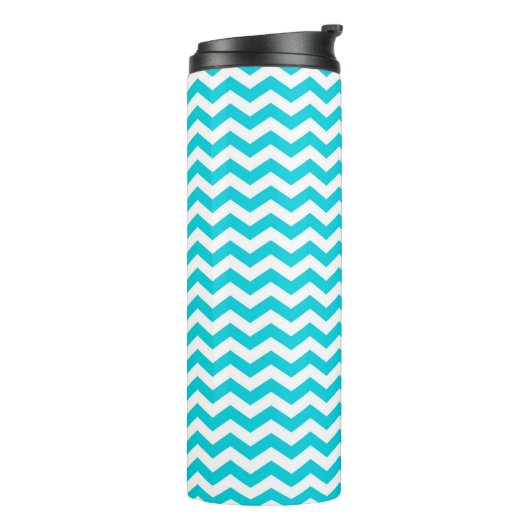 White en Aqua Zig Zag Pattern Thermosbeker (Gedraaid links)