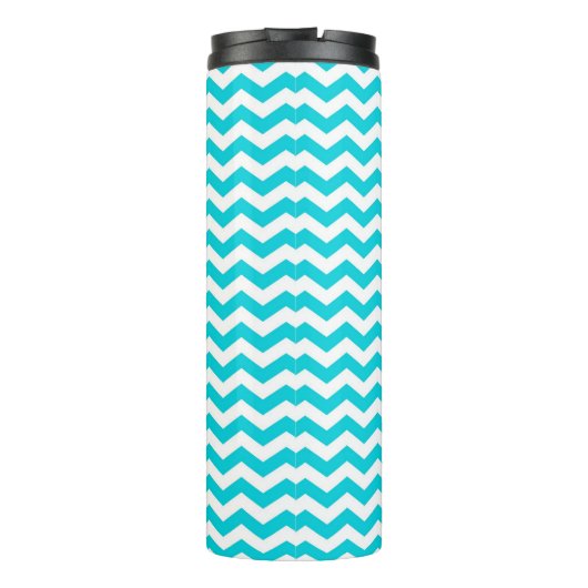 White en Aqua Zig Zag Pattern Thermosbeker (Achterkant)