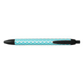 White en Aqua Zig Zag Pattern Zwarte Inkt Pen (Achterkant)