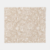 White en beige Floral Paisley Pattern Fleece Deken (Voorkant (Horizontaal))