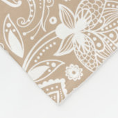 White en beige Floral Paisley Pattern Fleece Deken (Hoek)