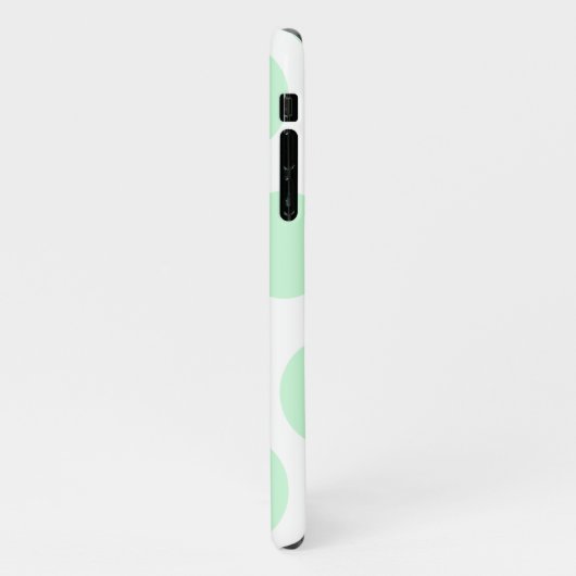 White en Big Pastel Mint Green Polka Dot Pattern iPhone Hoesje (Linkerkant)