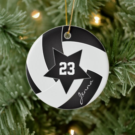 White en Black All Star Volleyball Keramisch Ornament (Boom)