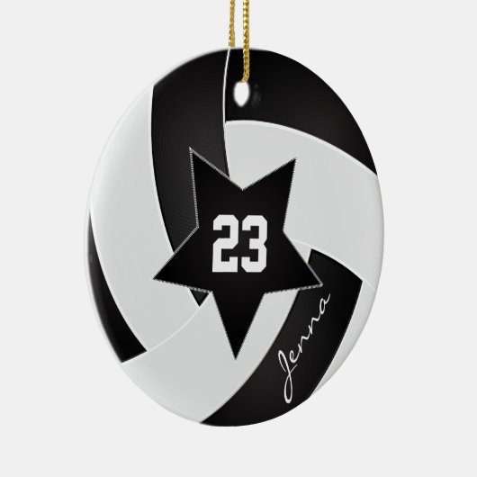 White en Black All Star Volleyball Keramisch Ornament (Rechts)